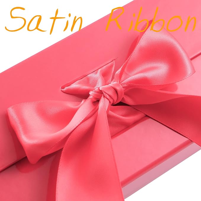 GREEN BEAN Large Gift Box with Lid for Presents 13x9.7x3.4 Inches, Red Magnetic with Ribbon Luxury Gift Box, Bridesmaid Proposal Box (Glossy Red)