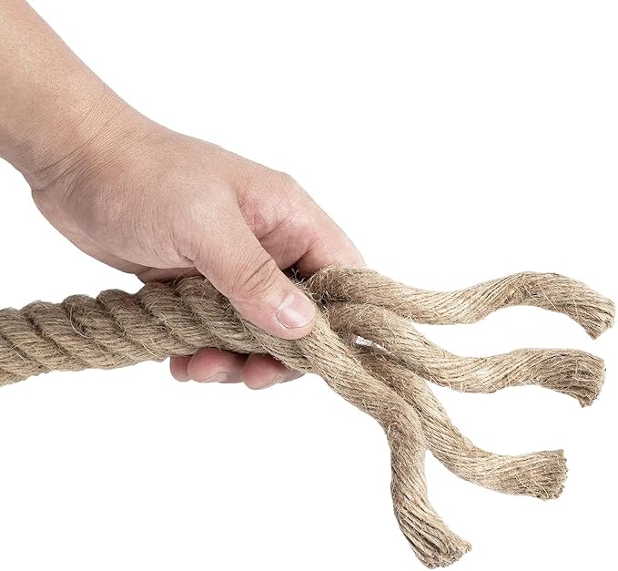 Jute Rope 1 Inch 49 Feet Twisted Hemp Rope for Crafts, Climbing, Hammock, Nautical, Tug of War, Railings, Landscaping, Home Decorating (1 inch x 49 ft)