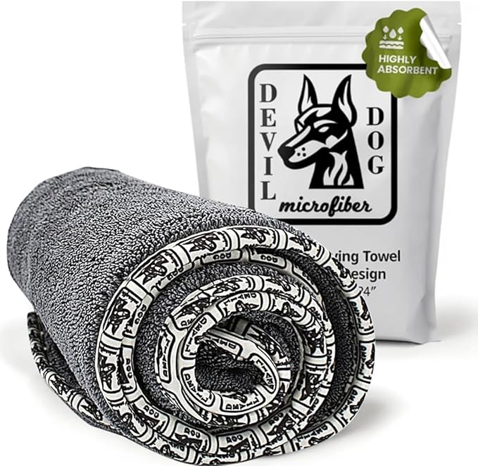 Premium Drying Towel – Small 16" x 24" Super Absorbent Microfiber Dog Bath Towel – Quick Dry, Soft & Durable Dog Towel for Drying Dogs – 1200 GSM Gray for Beach, Camping & Travel
