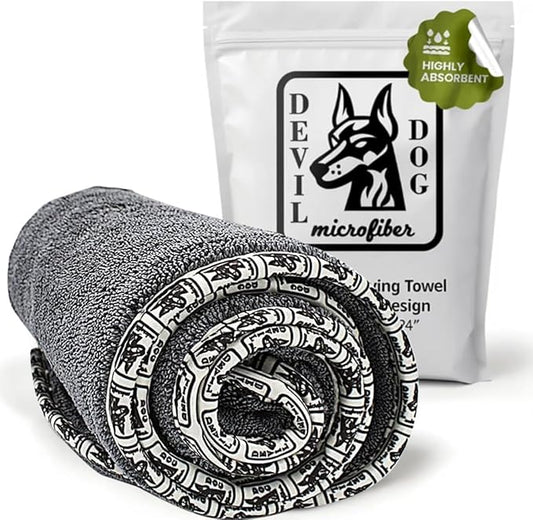 Premium Drying Towel – Small 16" x 24" Super Absorbent Microfiber Dog Bath Towel – Quick Dry, Soft & Durable Dog Towel for Drying Dogs – 1200 GSM Gray for Beach, Camping & Travel