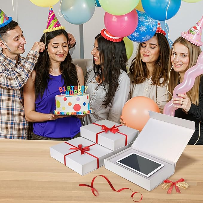 Ditwis 4 Pack 11.5x8.5x2.3 Inches Gift Boxes with Magnetic Closure Lids, White Magnetic Box for Wedding, Groomsmen Bridesmaid Proposal, Birthdays, Mother's Day