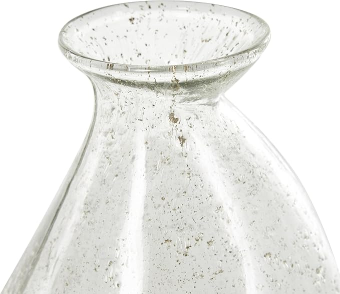 Deco 79 Glass Decorative Vase Speckled Centerpiece Vases with Brown Accents, Flower Vases for Home Decoration 7" x 7" x 12", Clear