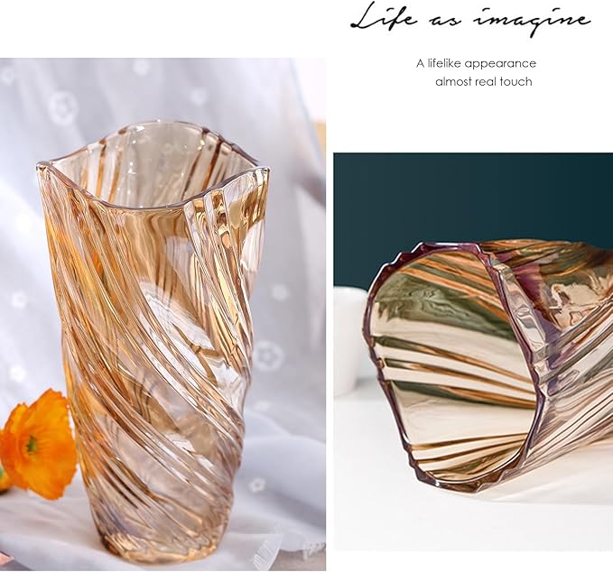 Glass Vase,Elegant Spiral Decorative Centerpiece for Home, Office,Wedding, Stylish Blown Glass Flower Vase