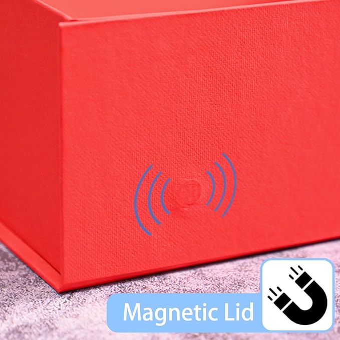 LIFELUM Christmas Boxes 2 Pack 13.85 x 8.35 x 4.45 inch Large Gift Boxes with Magnetic Lids for Presents Red Gift Boxes Valentine's Gift Box Contains Card, Ribbon, Shredded Paper Filler
