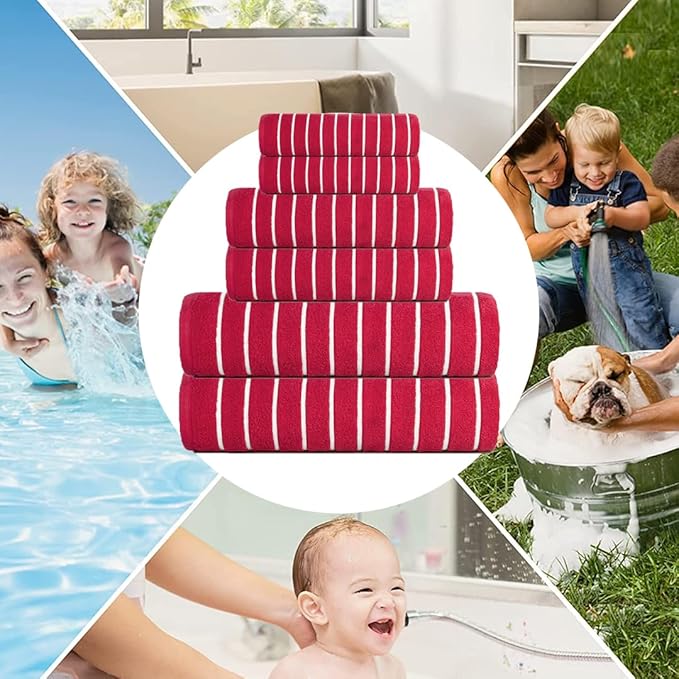 CASA COPENHAGEN Ecstatic 6 Pieces Towel Set- Pink, 600 GSM 2 Bath Towel 2 Hand Towel 2 Washcloth, Designed in Denmark Made of Soft Egyptian Cotton for Bathroom, Kitchen & Shower.