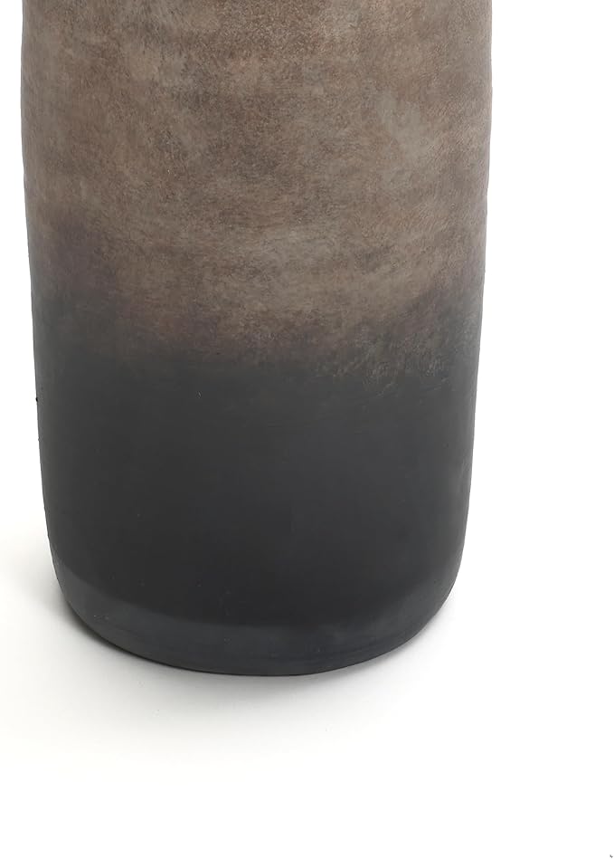 LuxenHome Ceramic Floor Vase,19 Inch Brown Ombre Terracotta Rustic Pottery Large Vases for Living Room Decor, Farmhouse Decorative Narrow Flower Vase Home Decor