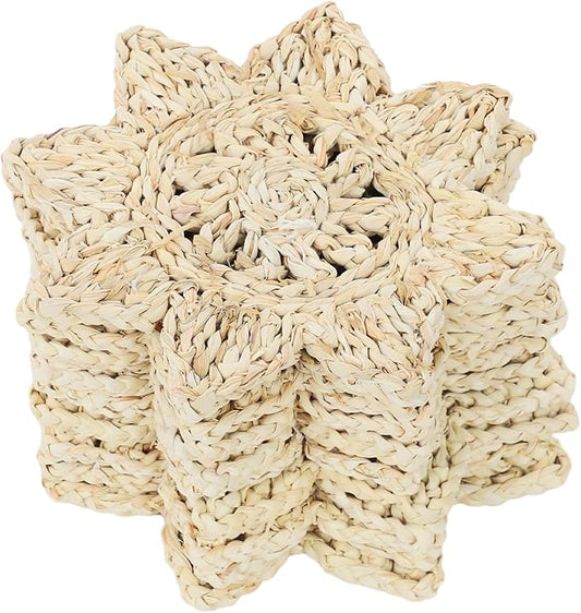 12pcs Round Placemats, Woven Rattan Table Mats, Non-Slip Woven Placemats for Indoor Kitchen Dining Table Party