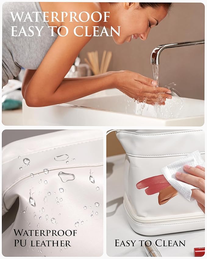 15 16 17 18 19 Year Old Girl Gifts-Makeup Bags for Teens Girls, Personalized Double Layer Cosmetic Bag with Makeup Brush Organizer, Travel Toiletry Bag, Gifts for Female Mom Wedding Gifts