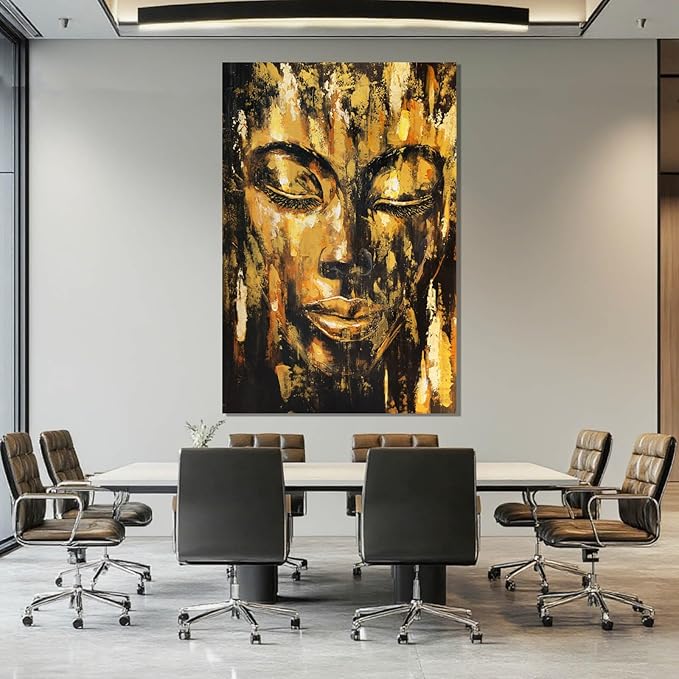 ZENPEE Black Large Wall Art, Gold Abstract Wall Art, Home Decorations for Living Room, Wall Decor for Bedroom Aesthetic, for Office, 32" x 48"