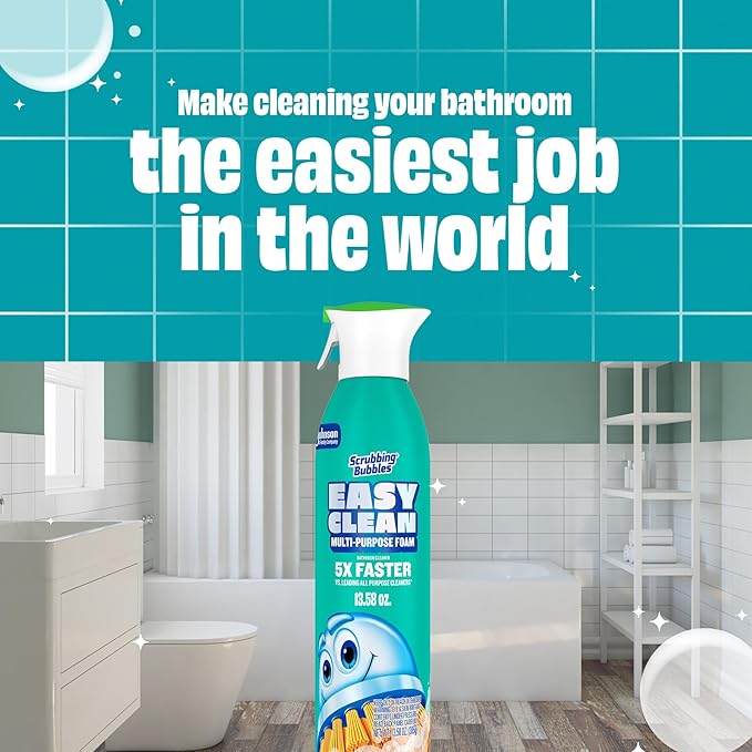 Scrubbing Bubbles Easy Clean Foaming Multipurpose Bathroom Cleaner, Continuous Spray Bottle, Fast Acting Foam, 13.58 Ounce (Pack of 2)