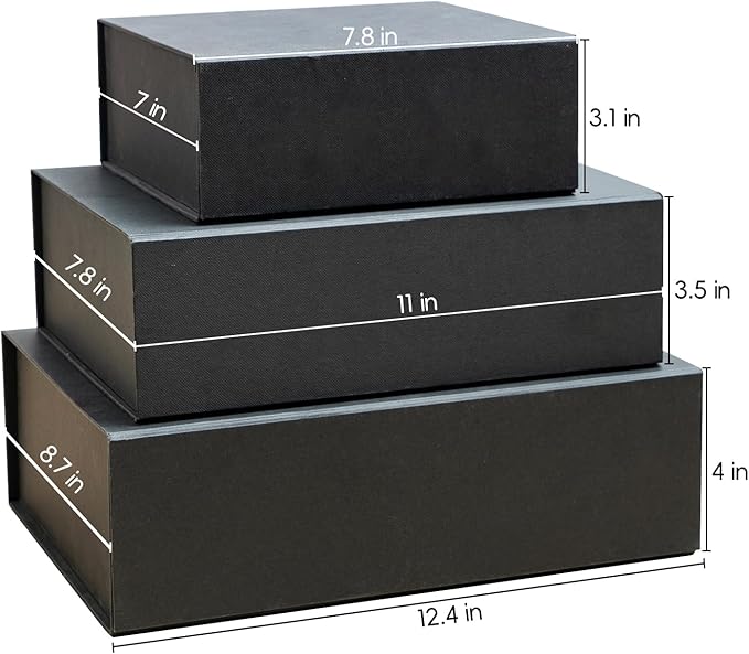 Rsgift Black Gift Box,11x7.8x3.5 inches,Gift Boxes with Lids,Magnetic Closure Box for Man Wedding Male,Birthday,Valentine's Day,Graduation,Christmas,gift boxes for presents