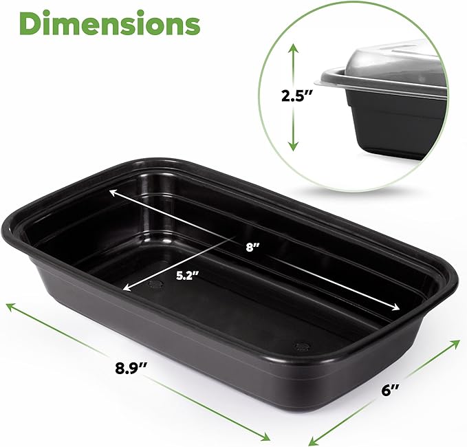 GUSTO [28 oz - 50 Count 1-Compartment Meal Prep Containers with Lids – Reusable, Microwaveable, Dishwasher & Freezer Safe, BPA-Free Food Storage Boxes for Portion Control (Formerly Comfy Package)