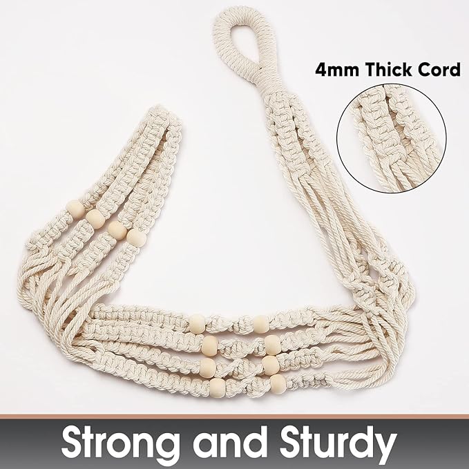 2 Pack 43 Inches Macrame Planter Hanger Large for 12 inch Pot + Swag Hook (Extra Long & Big) | Large Hanging Planter for Indoor Plants | No Tassel, Cotton Rope, No Pot/Plant Included (XL)