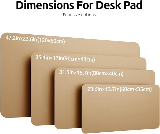 YSAGi Leather Desk Protector, Office Mat, Large Mouse Pad, Non-Slip PU Leather Blotter, Laptop Desk, Waterproof Writing Pad for Office and Home (Latte, 23.6" x 13.8")