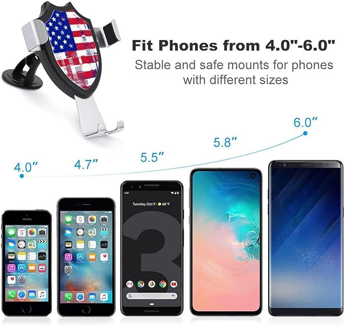 Phone Mount for Car Dashboard Air Vent Windshield Abstract American Flag Grunge Dirty Texture Fashion Phone Holders