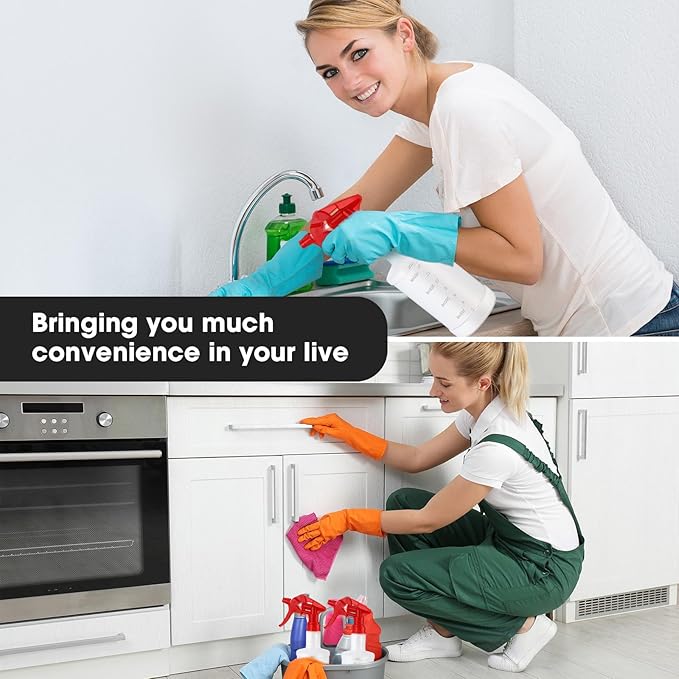 Eccliy 12 Pcs 16 Oz Plastic Spray Bottle, Adjustable Empty Reusable Sprayer for Cleaning, Planting, Water, Bathroom and Kitchen, BBQ, Commercial and Residential(Red,Measurement)