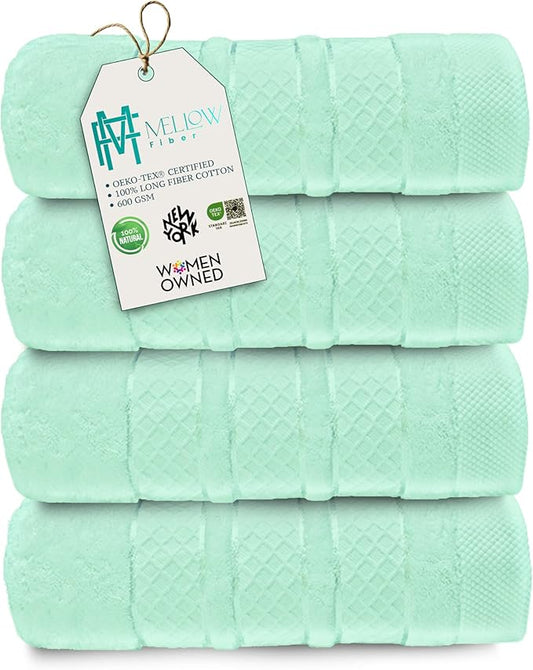 Premium Towel Set: Super absorbent, quick-drying, soft, plush. Features hanging loop, fade-resistant, eco & skin-friendly dyes. Luxury dobby design for bath or spa. (Teal, Bath Towel Set of 4)