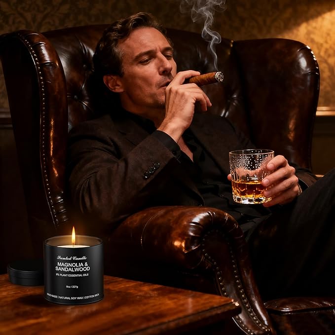 Scented Candle Gift Sets | Men's Gift Aromatherapy Candles | 4 Pack(32oz) Matte Black Tin Jar Long Burn Candle Sets for Men | Men Soy Wax Candle Gifts of Christmas,Boyfriend and Father's Day