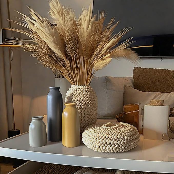 CWLWGO-Ceramic Matte Vase for Home Decor, Modern and Minimalist Decorative Vases Set. Farmhouse Decor,Living Room Tabletop, Bookshelf Centerpiece Decoration,Boho Decor.（Matte Multi）.