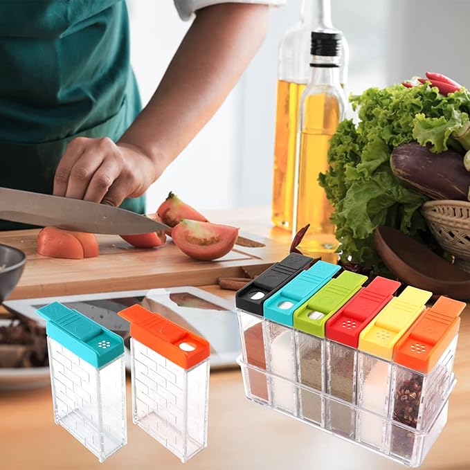 URALFA 24 Travel Spice Containers with 2-in-1 Lids, Seasoning Containers with Labels Spice Jars with Shaker Lids, Travel Spice Kit Empty Plastic Salt Pepper Shaker, Seasoning Shaker for Camping BBQ