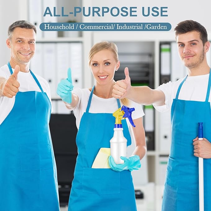 Eccliy 20 Pack 16oz Empty Spray Bottles, Leakproof Cleaning Bottles with Measurement and Adjustable Nozzle for Housekeeping, Commercial Use(Cylinder,Blue Yellow Spray Head)