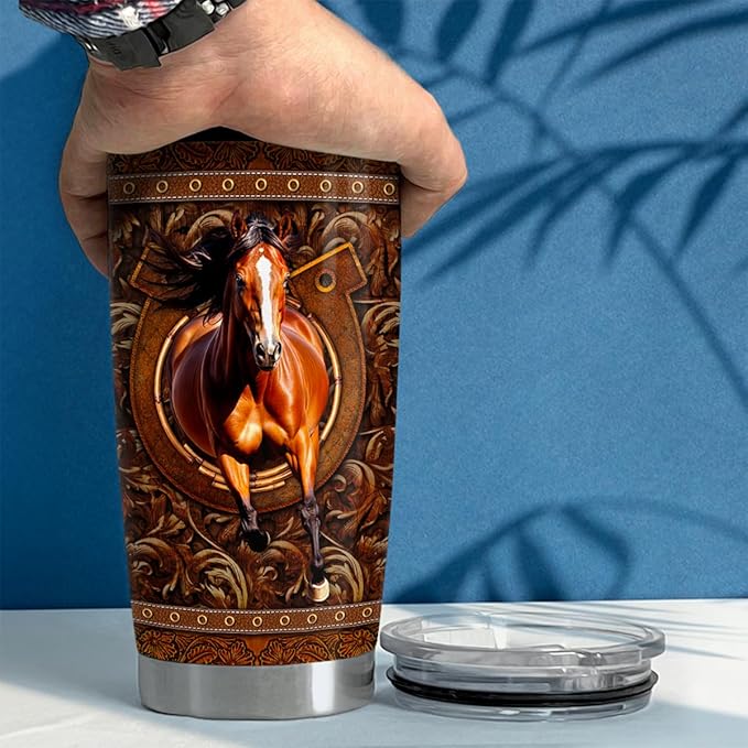 SANDJEST Horse Tumbler 20oz Stainless Steel Insulated Travel Mug Cup for Women Men Horse Gifts for Birthday Christmas Mothers Day Fathers Day