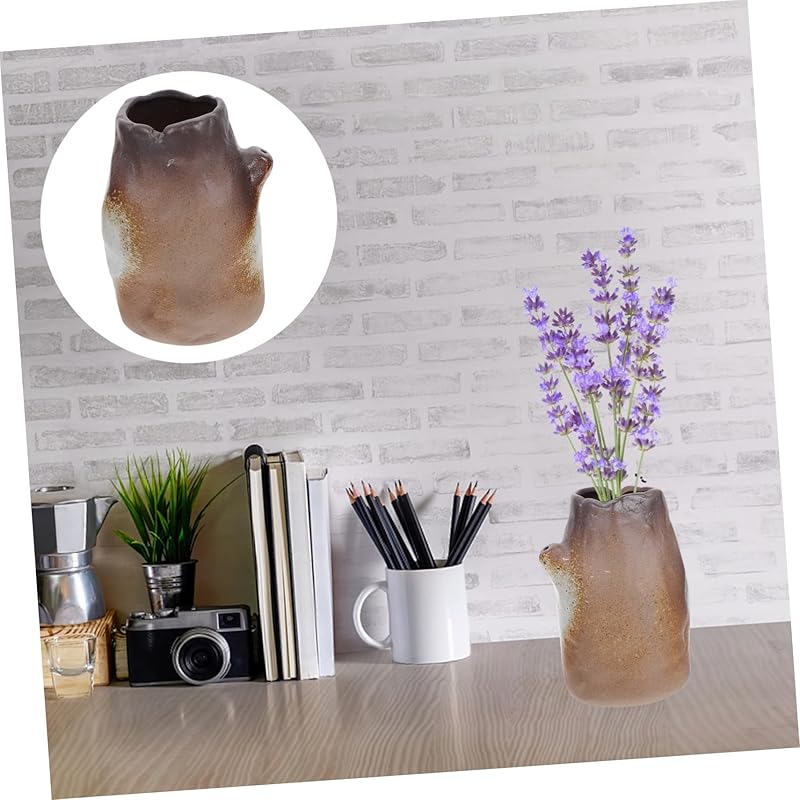Ceramic Flower Arrangement Vase Smooth Rustic Stoneware Desktop Ornament Simple Stylish Home Decor Centerpieces Office Use