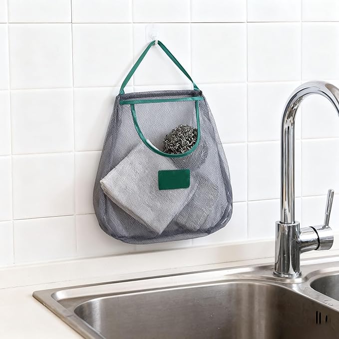 Portable Hollowed Out Mesh Tote Storage Bags, Kitchen Storage Bag, Reusable Hanging Storage Mesh Bags, for Kitchen