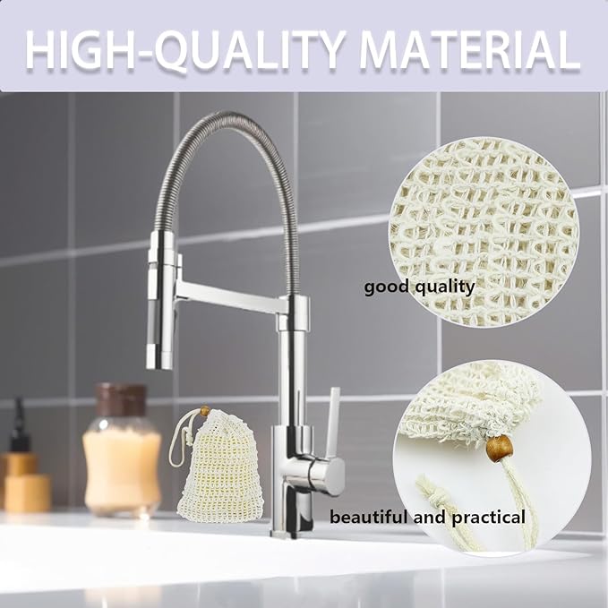 8 PCS Beige Soap Saver Bag Natural Sisal Soap Bag Pouch for Foaming and Drying Soap Holder for Shower Exfoliating Mesh Soap Bag