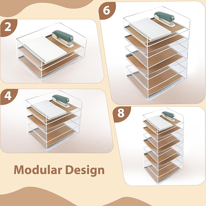 2 Pack Acrylic Paper Tray Organizer for Desk Clear File Organizer,Acrylic Desk Organizers and Accessories Sorter,Perfect for File Paper, Ipad, Letter, A4 Office File, Books, Notes.