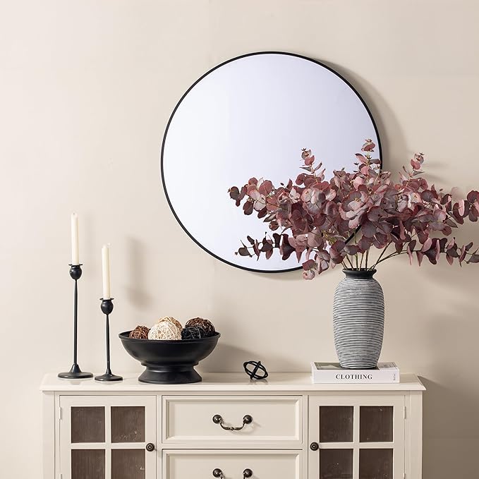 Ceramic Rustic Vase, Large Flower Farmhouse Vases Home Decor, 12.5" Tall Pottery Decorative Pampas Vase for Table Living Room Entryway Mantel Bookshelf Bedroom Bathroom Kitchen-Black