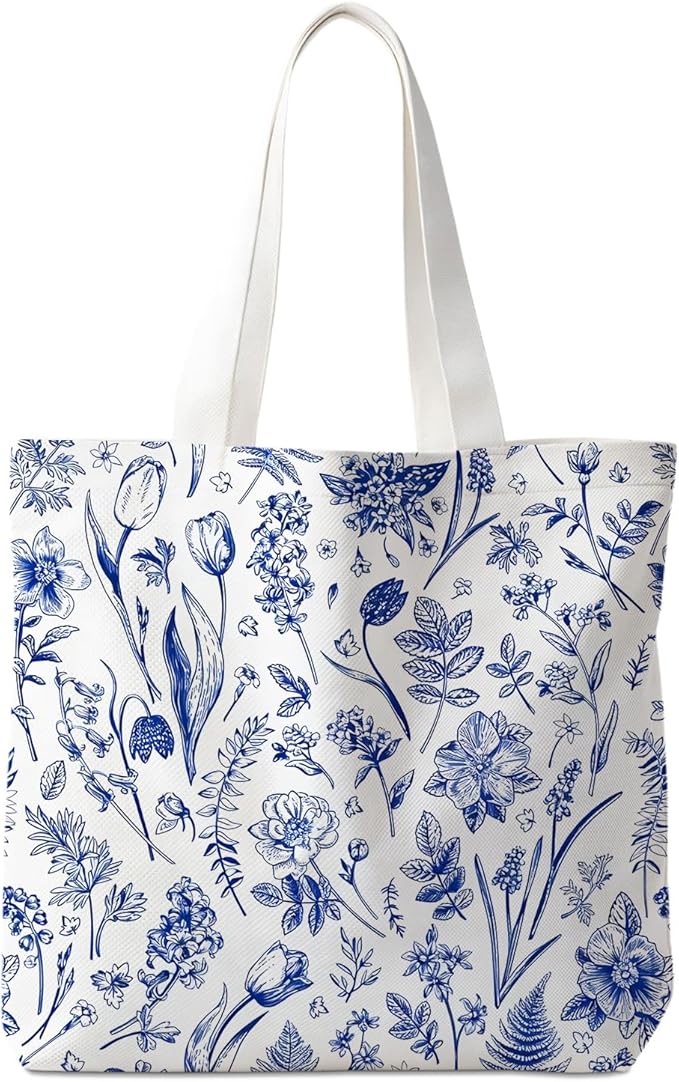 Animals-Flowers-Fruits-Bow Valentines Canvas Heart Tote Bag, Coquette Reusable Shopping Grocery Bags