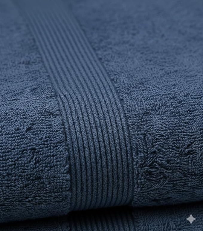 BIOLINEN Navy Bath Towels 24x48 inches 6 Pack | Ultra Soft, Highly Absorbent | 100% Cotton Towels for Bathroom, Gym, Spa, and Hotel Use