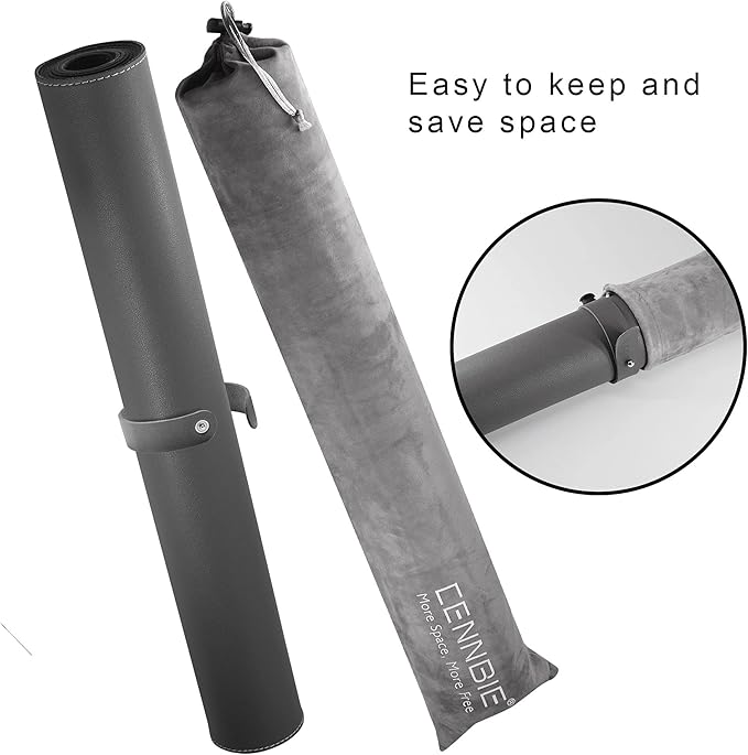 CENNBIE Leather Desk Mat,39.3x19.6 Extra Large Desk Pad Blotter Protector, Extended Non-Slip Mouse Pad, Waterproof PU Leather Desk Mat on top of desks Large for Office and Home (Grey)