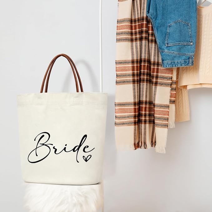 Canvas Tote Bag for Women, Birthday Gifts, Aesthetic Reusable Grocery Shopping Bags With Leather Handles