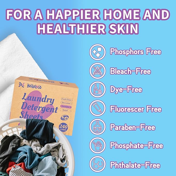 Laundry Detergent Sheets - 240 Loads Girls Lavender Laundry Sheets for Dorm,College,Home, Hotel,Apartment,Camping,Cruise,Road Trip,Beach Vacation,Backpack,Small Space, Family School Travel Essentials