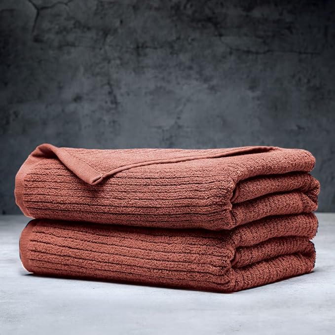 LUXOME Luxury Performance 2-Piece Bath Towel Set | Dual-Loop Design | Ultra Soft | Highly Absorbent | Quick Drying | Clay