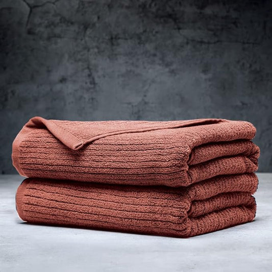 LUXOME Luxury Performance 2-Piece Bath Towel Set | Dual-Loop Design | Ultra Soft | Highly Absorbent | Quick Drying | Clay