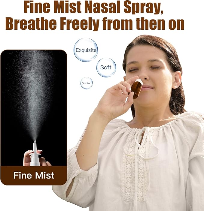 Cupohus Nasal Spray Bottle, 3 Pcs 30ML/1oz Amber Glass Refillable Fine Mist Sprayers Atomizers, Travel Sized, Empty Nasal Sprayer with Funnels and Labels