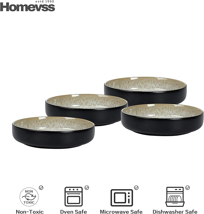 HomeVss 20-Piece Dinnerware Set - Serves 4, Reactive Glaze Bubble Beige Plates & Bowls Set | Microwave & Dishwasher Safe Dishes Set