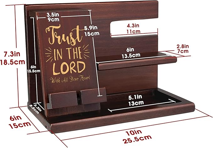 Personalized Wood Phone Docking Station For Men With Best Bible Verse About Love, Strength, Faith - Six Styles - Best Idea for Him, Dad, Grandpa, Husband, Boyfriend, Son, Colleague, Boss, Yourself