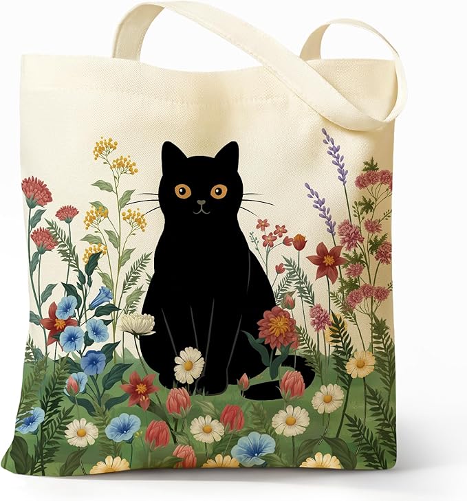 Cute Aesthetic Canvas Tote Bag for Women, Reusable Foldable Shopping Cotton Shoulder Totebag with Zipper Pocket