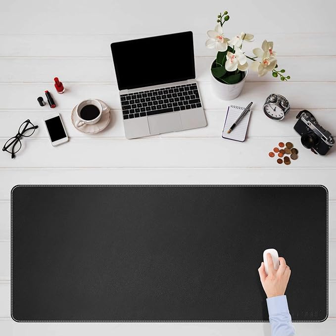 CENNBIE Leather Desk Mat, Extra Large Desk pad, Desk mats on top of desks, 51.2" x 23.6" XXXL Large Mouse Pad for Office and Home (Black)