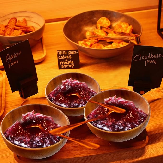 12 Pcs Acacia Wooden Bowls,Hand Carved Small Calabash Bowls, Round Wood Salad Dip Tray for Serving Popcorn, Pasta, Candy, Cereal, Coconut, Nuts, Sauce, Appetizers in Kitchen (4 Inch)