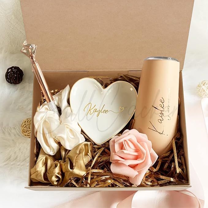 Aimyoo Brown Collapsible Gift Box with Magnetic Closure Lids 10.5x7x3 in, Bridesmaid Groomsman Proposal Boxes, Rectangle Storage Box 3 Pack