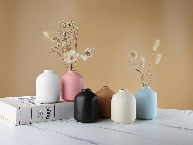 Ceramic Vase - Small Vase, Modern Minimalist Ceramic Vase, Dried Flower Vase, Home Decoration, Flower Arrangement Decorative Shooting Props, Best Decoration(Beige)