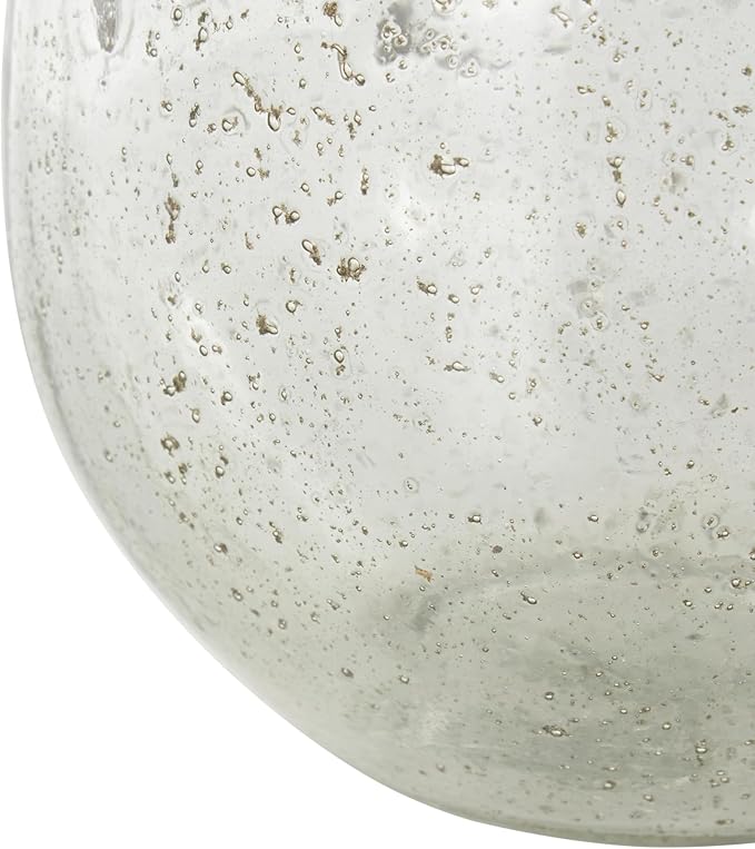 Deco 79 Glass Decorative Vase Speckled Centerpiece Vases with Brown Accents, Flower Vases for Home Decoration 7" x 7" x 12", Clear