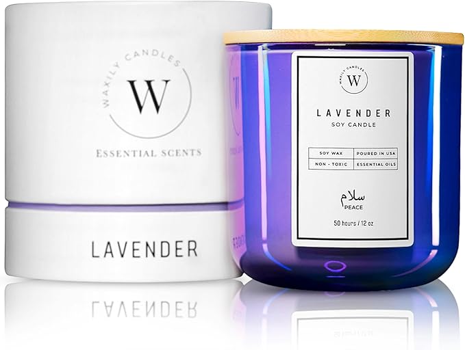 Waxily Lavender Scented Soy Candle | Non-Toxic, Phthalate-Free Essential Oil Candle | Aromatherapy, Luxury Gift, Clean Burning, Sleep Support, Calming Spa, Vegan Home Decor | 12oz