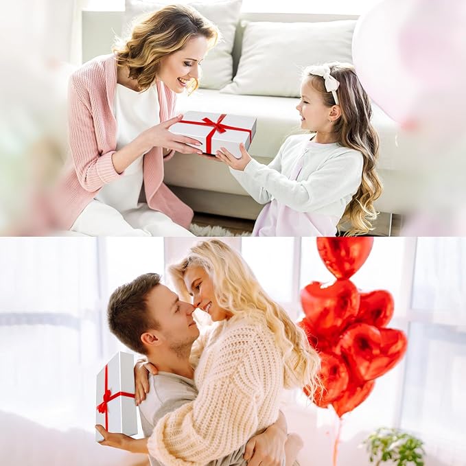 Ditwis 4 Pack 11.5x8.5x2.3 Inches Gift Boxes with Magnetic Closure Lids, White Magnetic Box for Wedding, Groomsmen Bridesmaid Proposal, Birthdays, Mother's Day