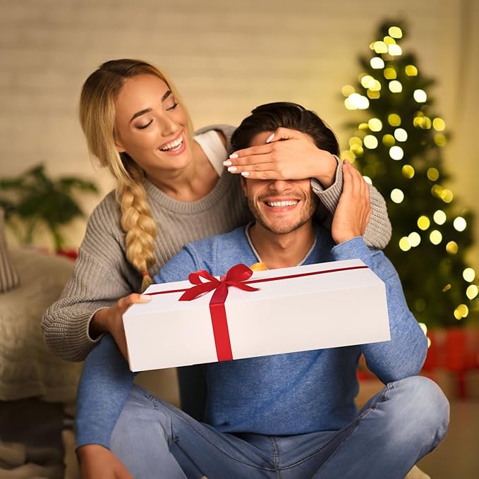 YANGTE 24 Premium Gift Boxes with Lids for Presents, Extra Large White Boxes for Wrapping Gifts, 4-inch Deep Clothing Gift Boxes for Robe, Sweater, Shirt and Christams Gift